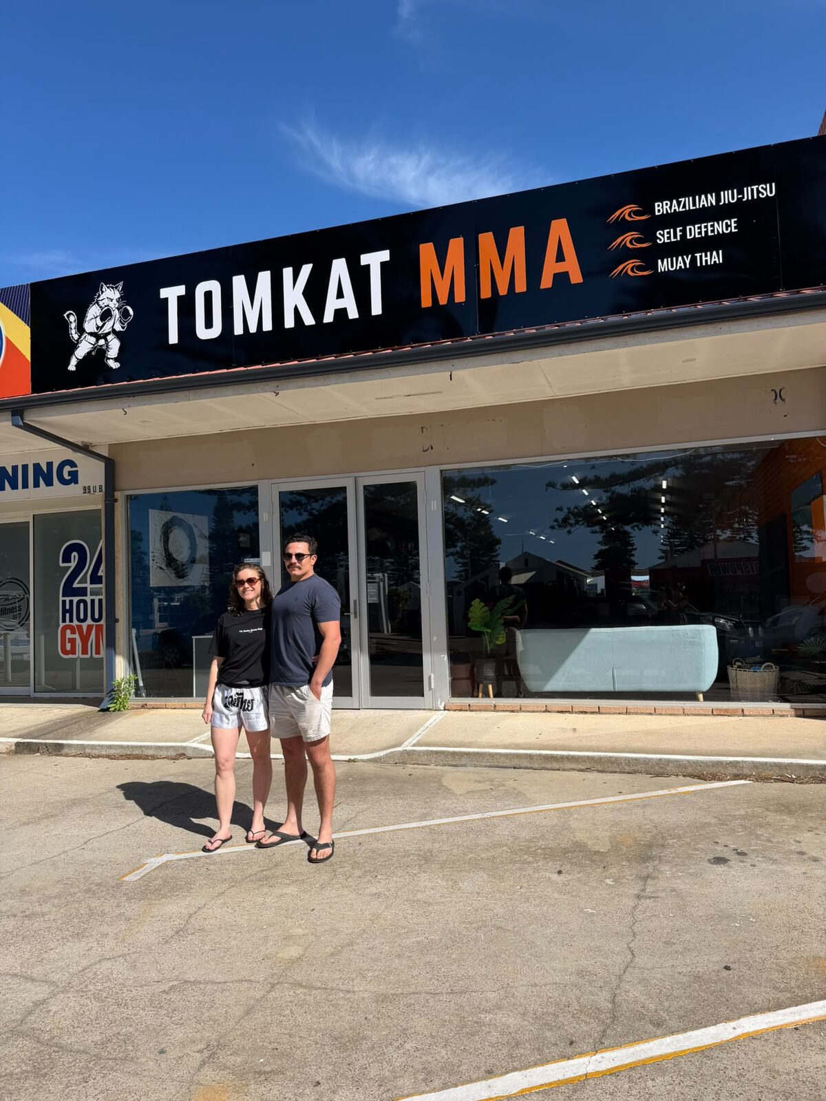 Tommy and Kathleen outside Tomkat MMA